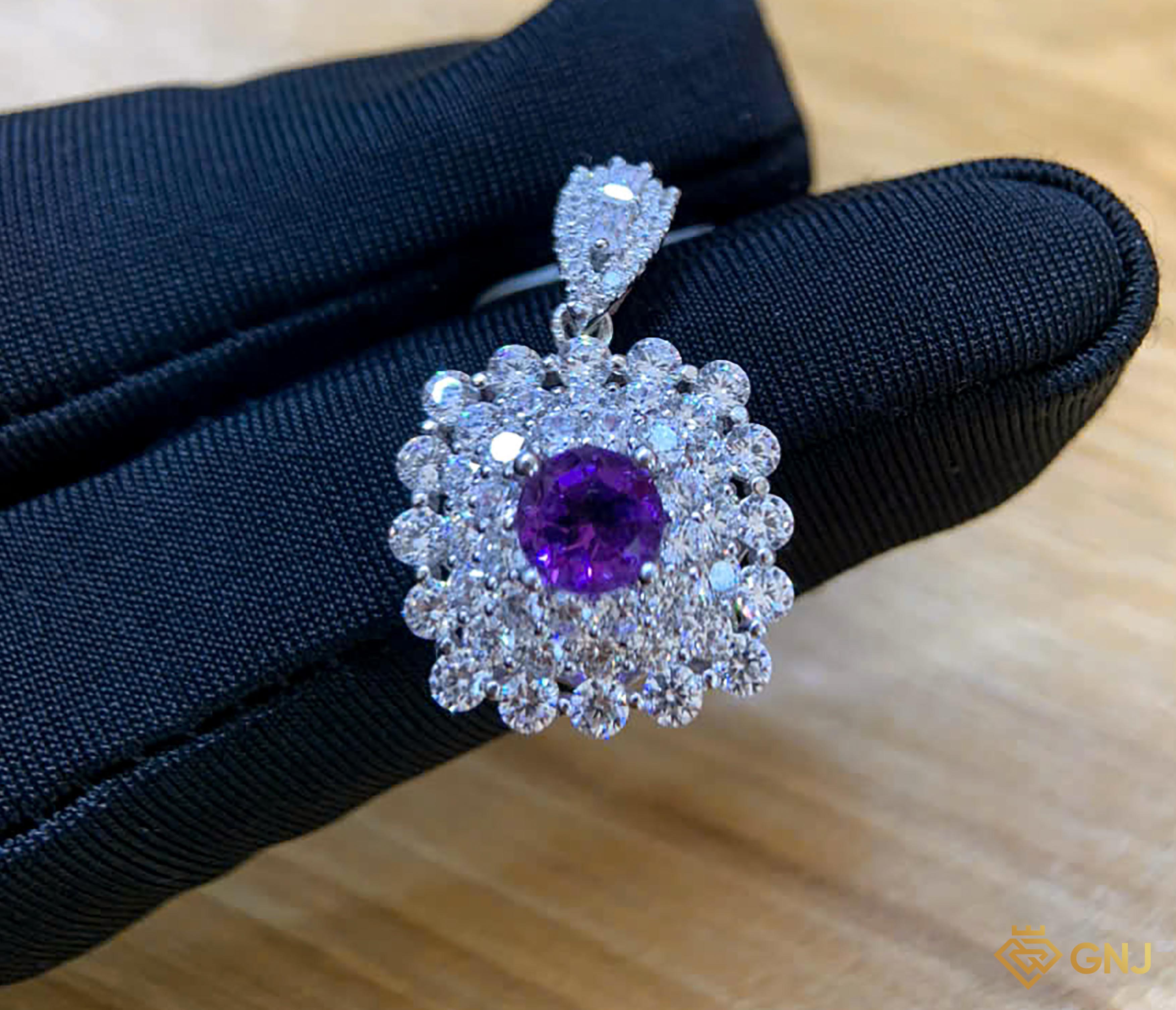 Mặt dây chuyền đính đá Amethyst tự nhiên