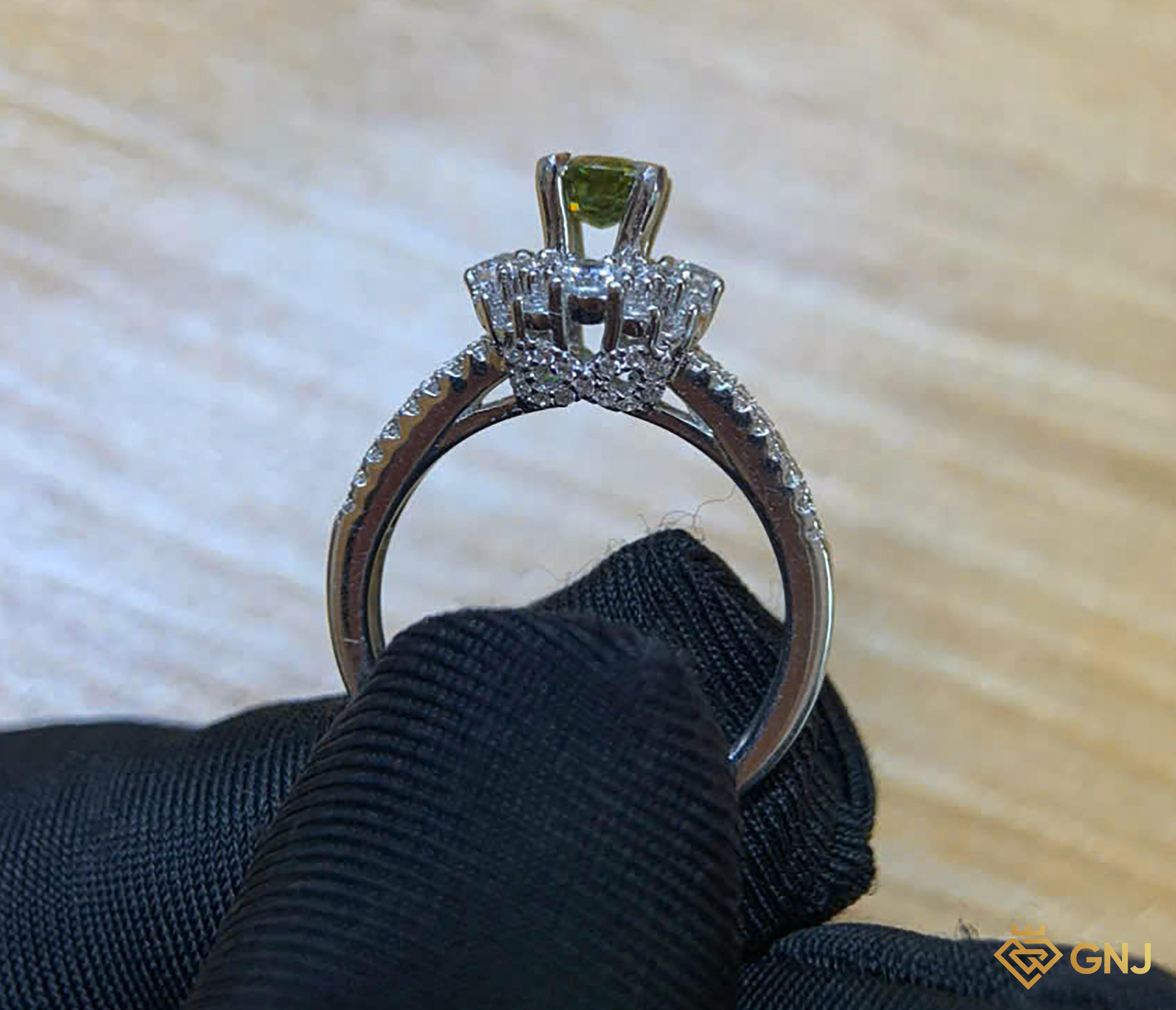 Nhẫn bạc nữ đính đá Tourmaline tự nhiên