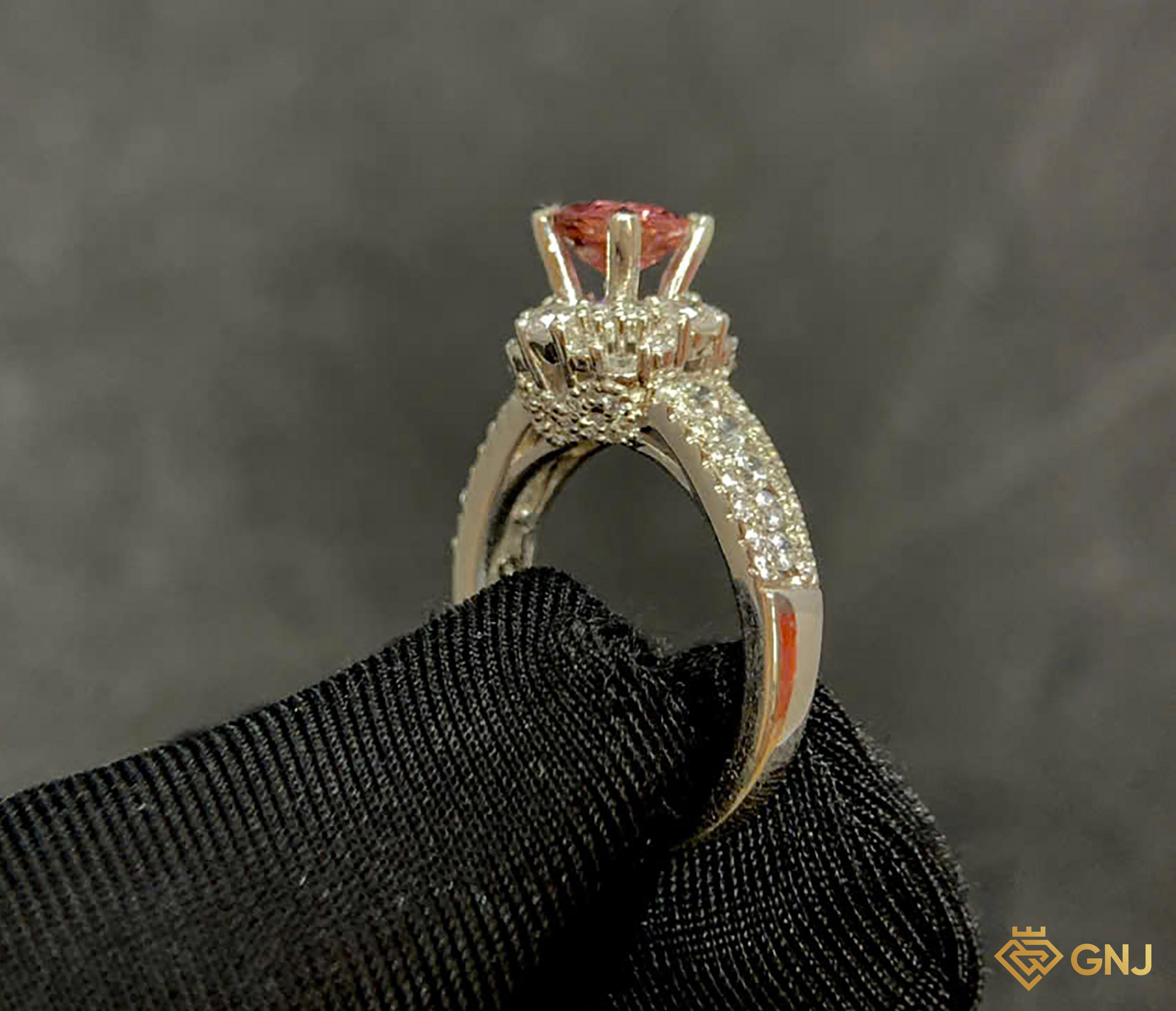 Nhẫn bạc nữ đính đá Tourmaline tự nhiên