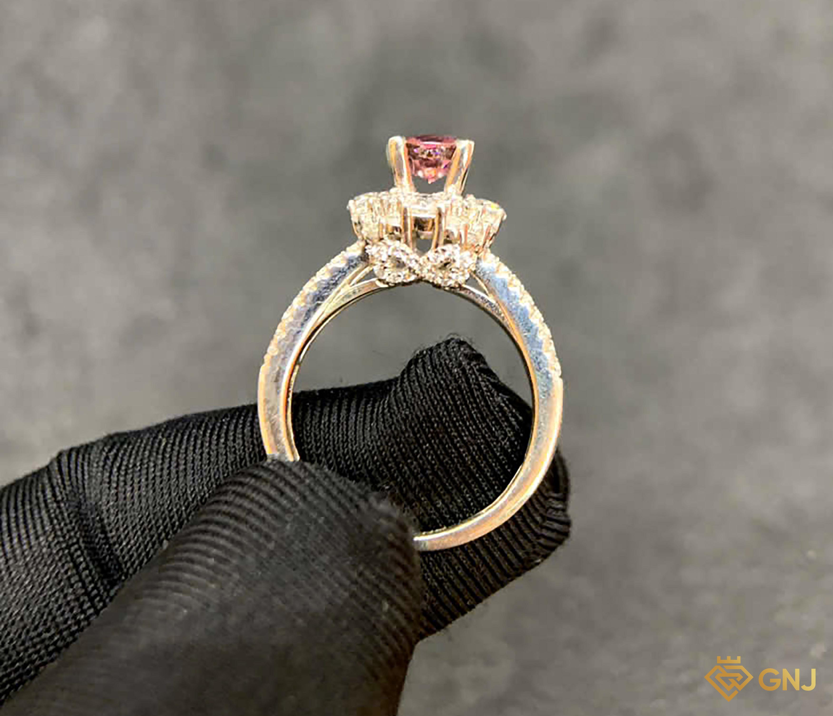 Nhẫn bạc nữ đính đá Tourmaline tự nhiên