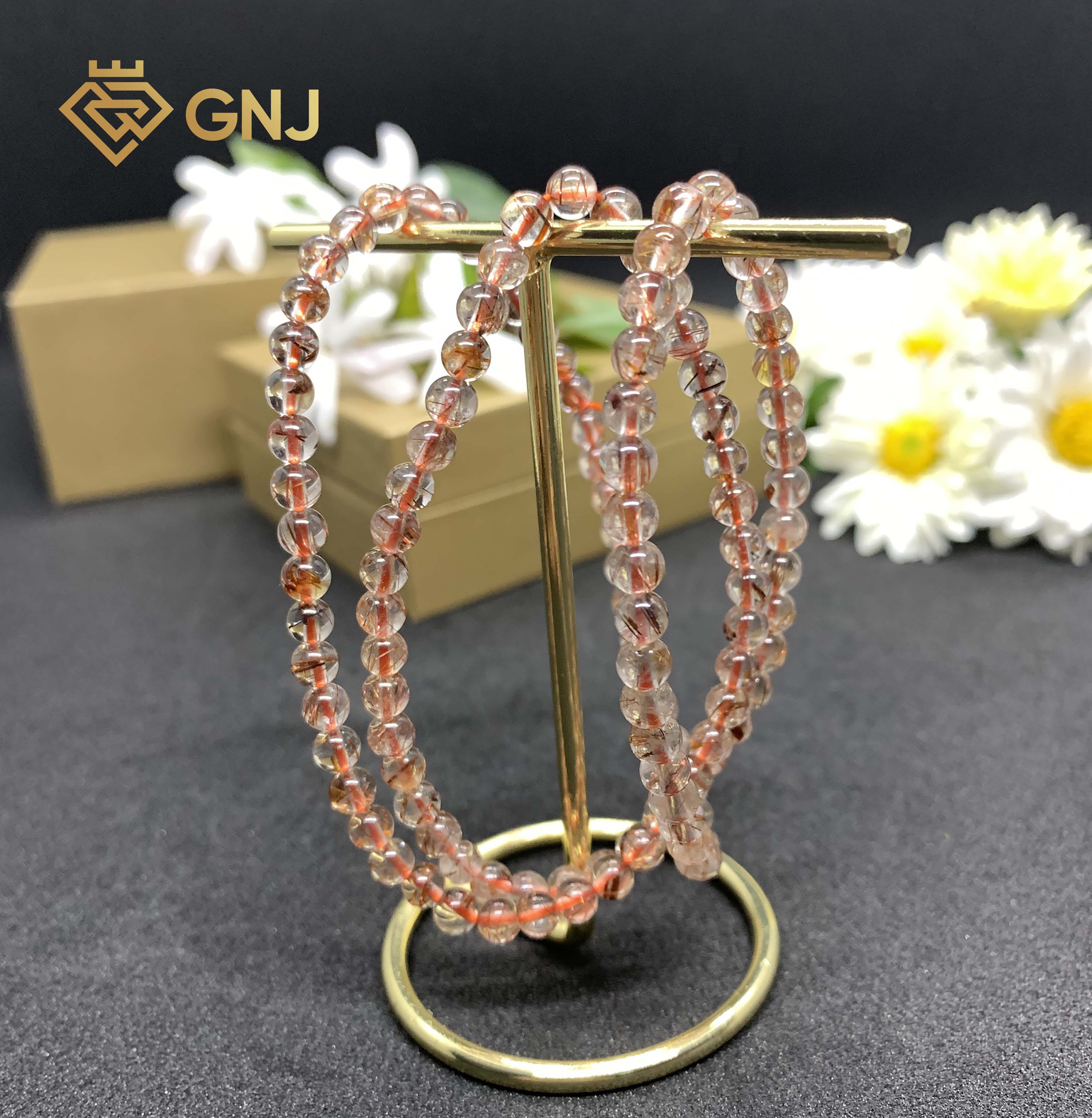 Vòng Tay Thạch Anh Tóc Nâu cuốn 3 vòng
