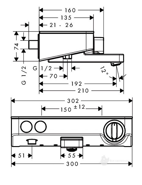 Bộ sen Bồn tắm ổn nhiệt Hansgrohe Shower Tablet Select 300 13151400 +26536400