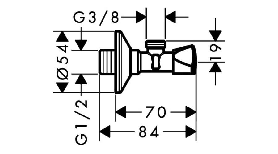 Van góc chuyển ren G 1/2- 3/8 Hansgrohe 13902000
