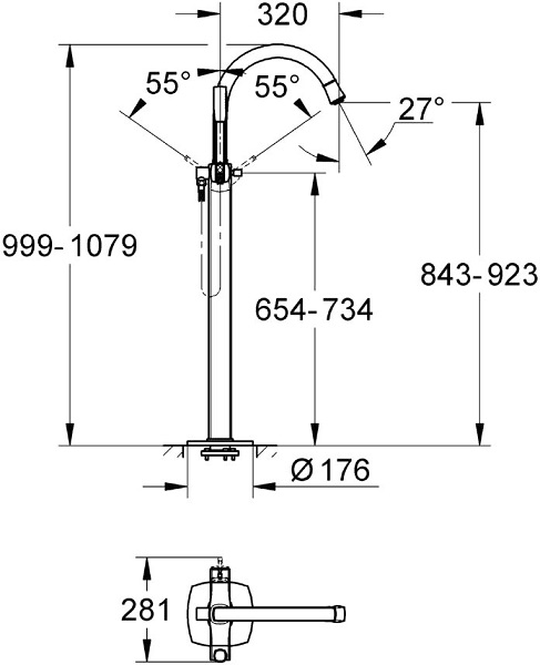 Sen bồn tắm âm sàn Grohe Grandera 23318GL0