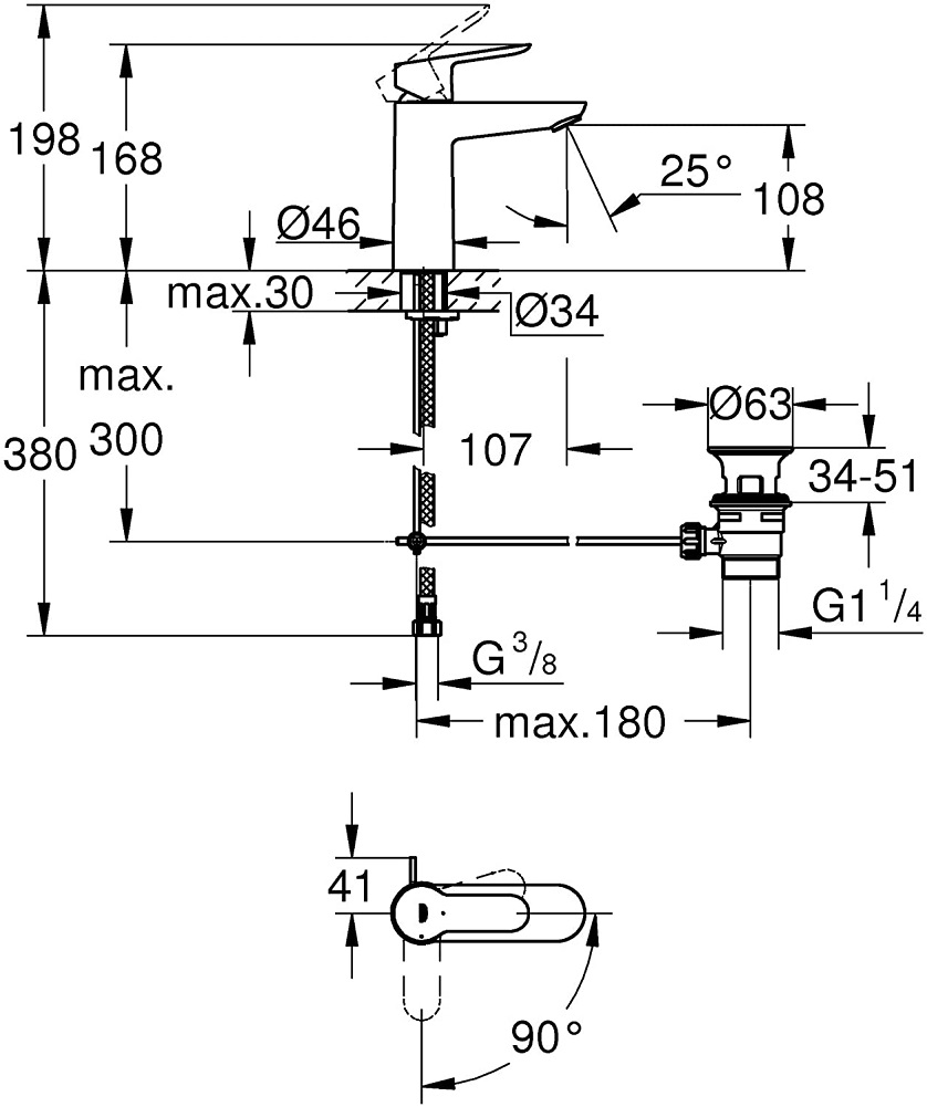 Vòi Lavabo Grohe Bauedge 23759000