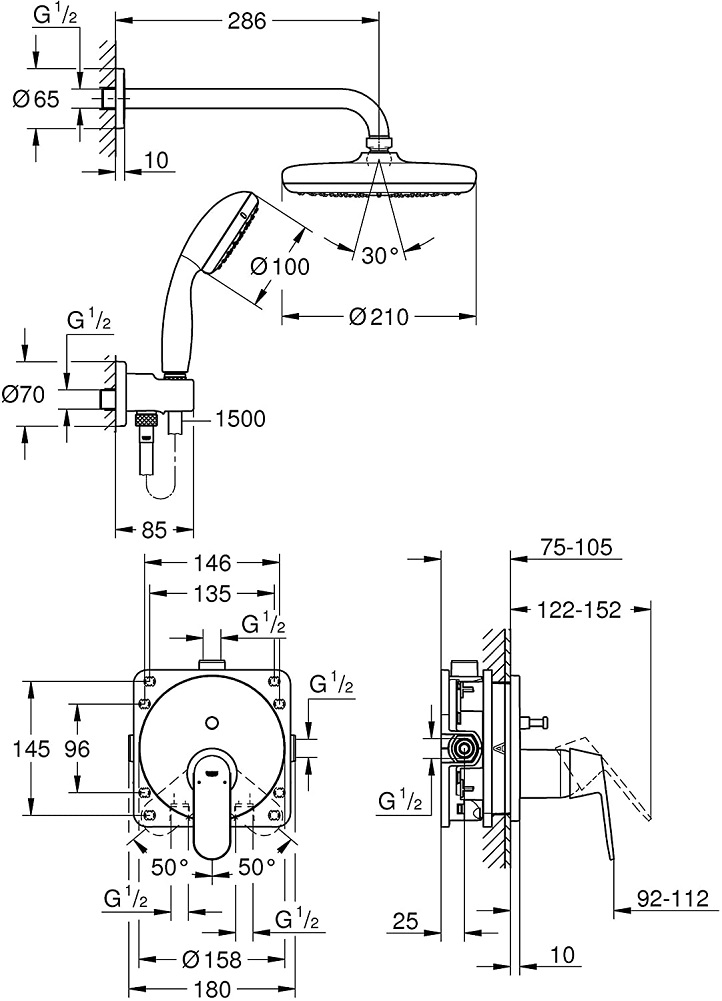 Bộ Sen Âm tường Grohe Grohe Eurosmart Cosmopolitan 25219001