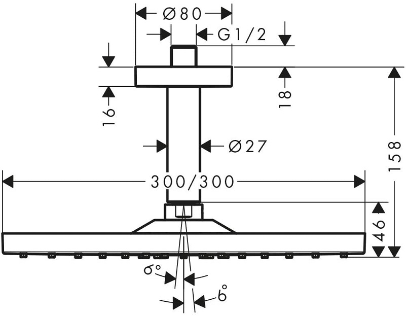 Bát sen thả trần Hansgrohe Raindance E 300 Air 1jet 26251000