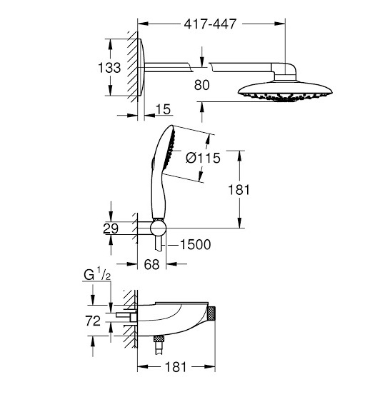 Sen âm tường Grohe SmartControl DUO 26443000