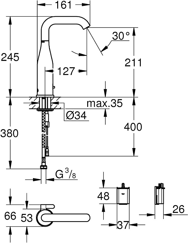 Vòi lavabo tự động, cảm ứng hồng ngoại Grohe Essence E 36445000