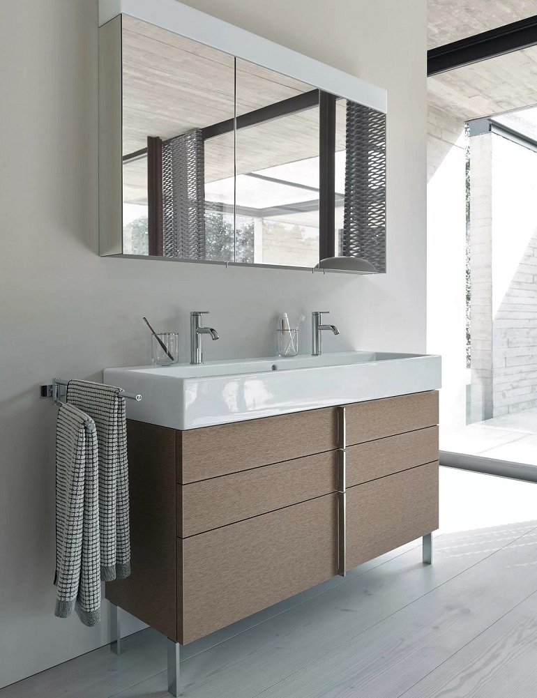 Chậu Lavabo kép, 2 lỗ vòi Duravit Vero 0454120026