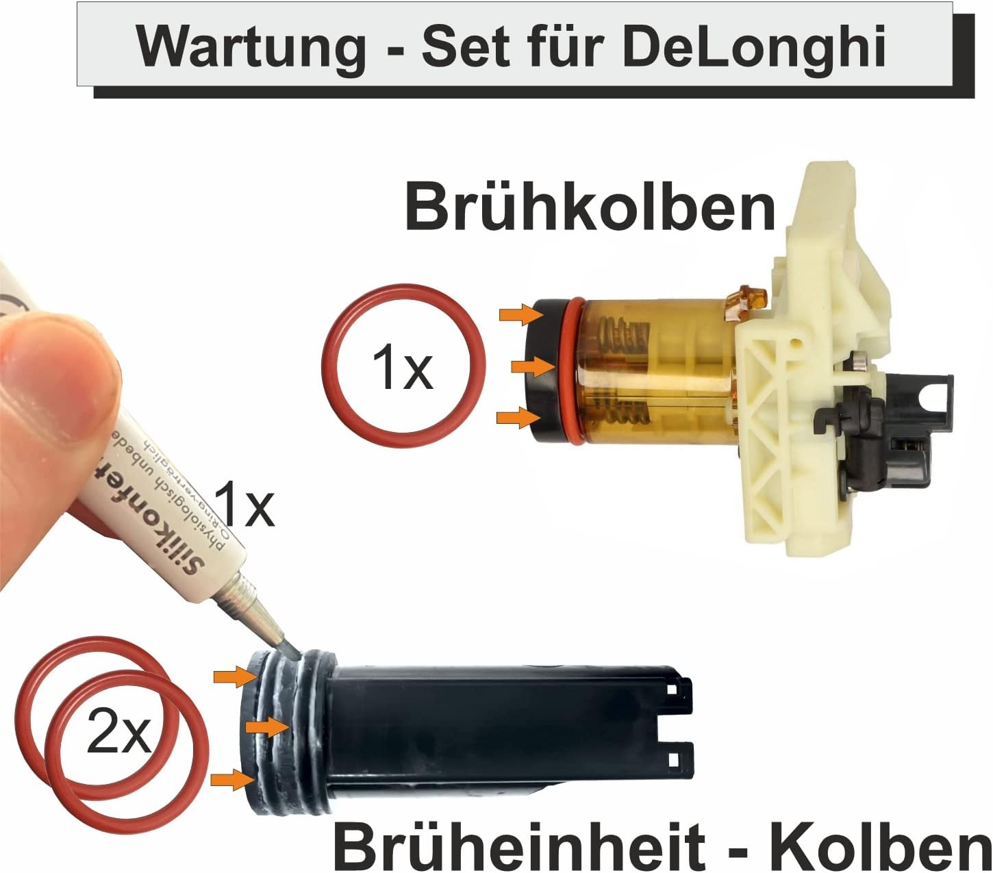 Bộ 3 Gioăng và tuýp bôi trơn 6g cho máy cà phê Delonghi 130510