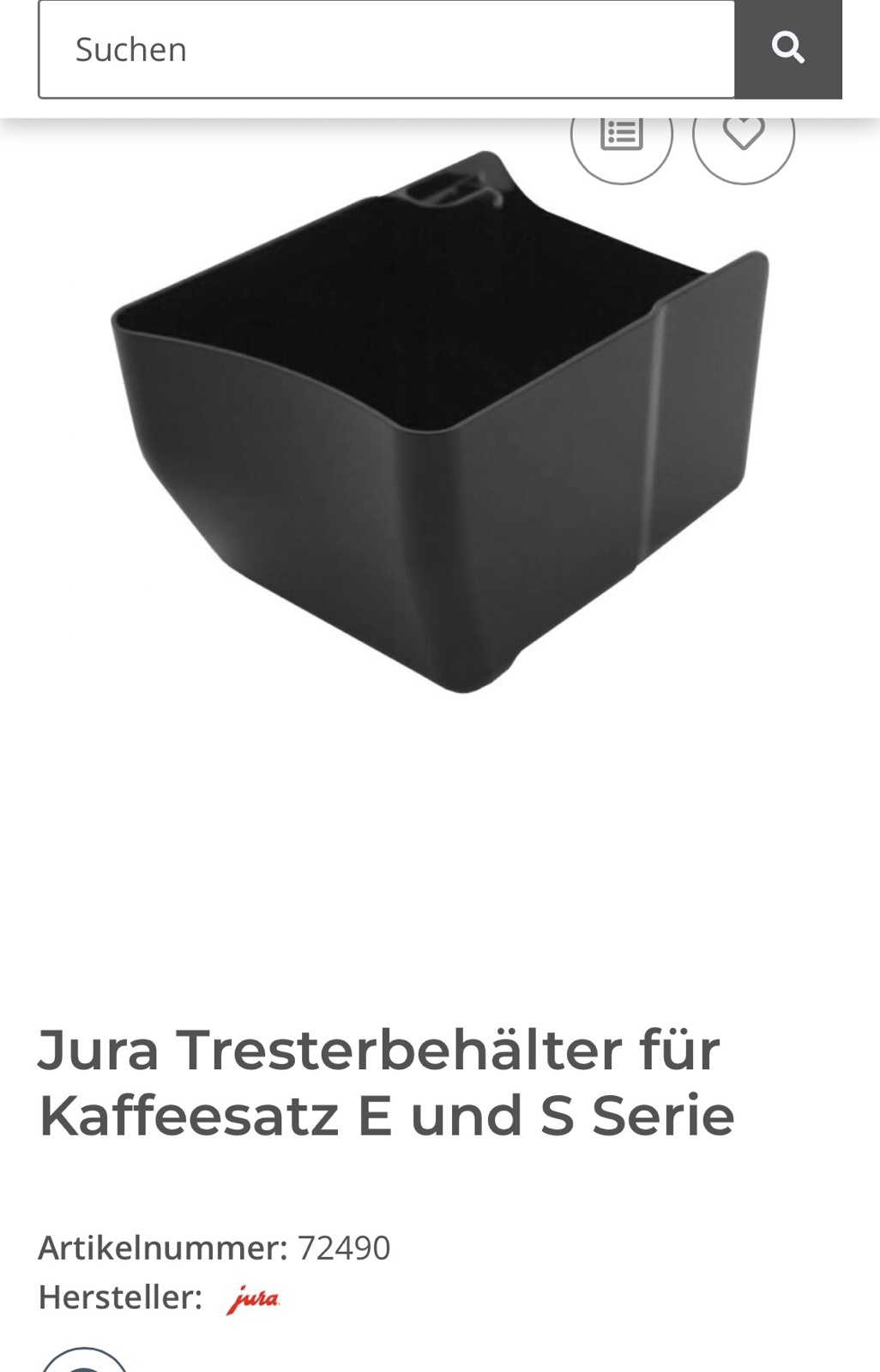 Hộc chứa bã Jura  E and S series, 72490