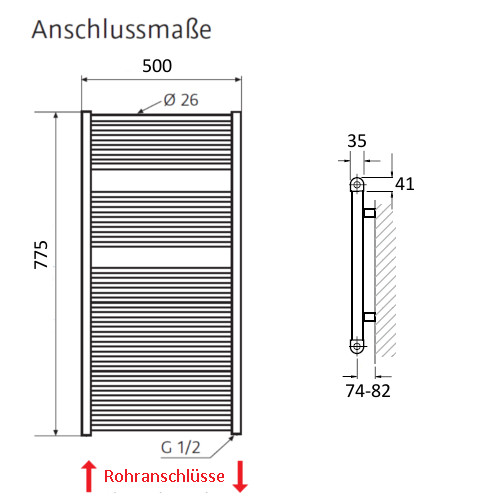 Sấy khăn mặt, Sưởi phòng tắm HSK-805078-S  Germany