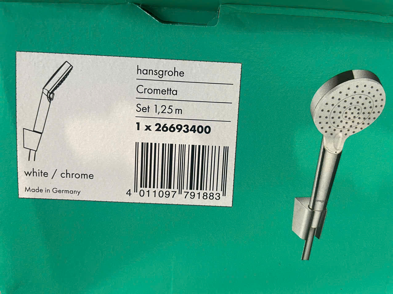 Bộ Bát sen + dây sen và giá treo Hansgrohe Crometta Shower holder set 100 Vario EcoSmart 26693400