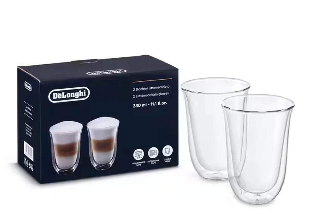 Bộ 2 Ly thủy tinh Cà phêCapuchino 330ml Delonghi DLSC312
