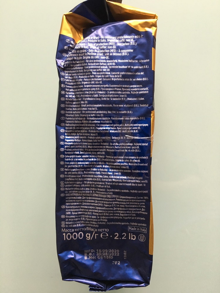 Cà phê hạt đã rang Lavazza Gold Selection 1000g