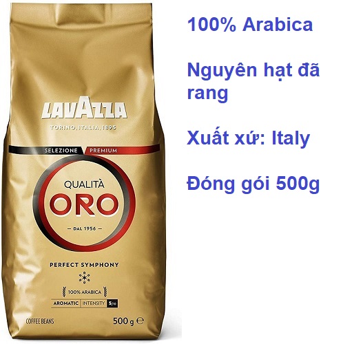 Cà phê hạt đã rang Lavazza Oro Qualita 500g