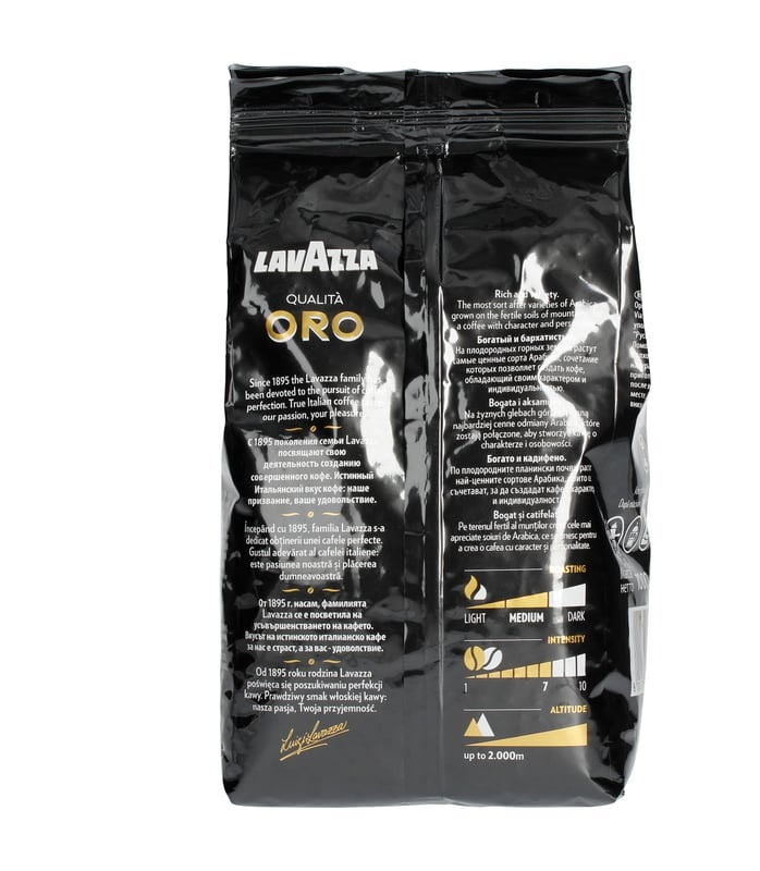 Cà phê hạt đã rang Lavazza Oro Qualita 1000g, 100% Arabica, Intensity 7/10, Made in Italy