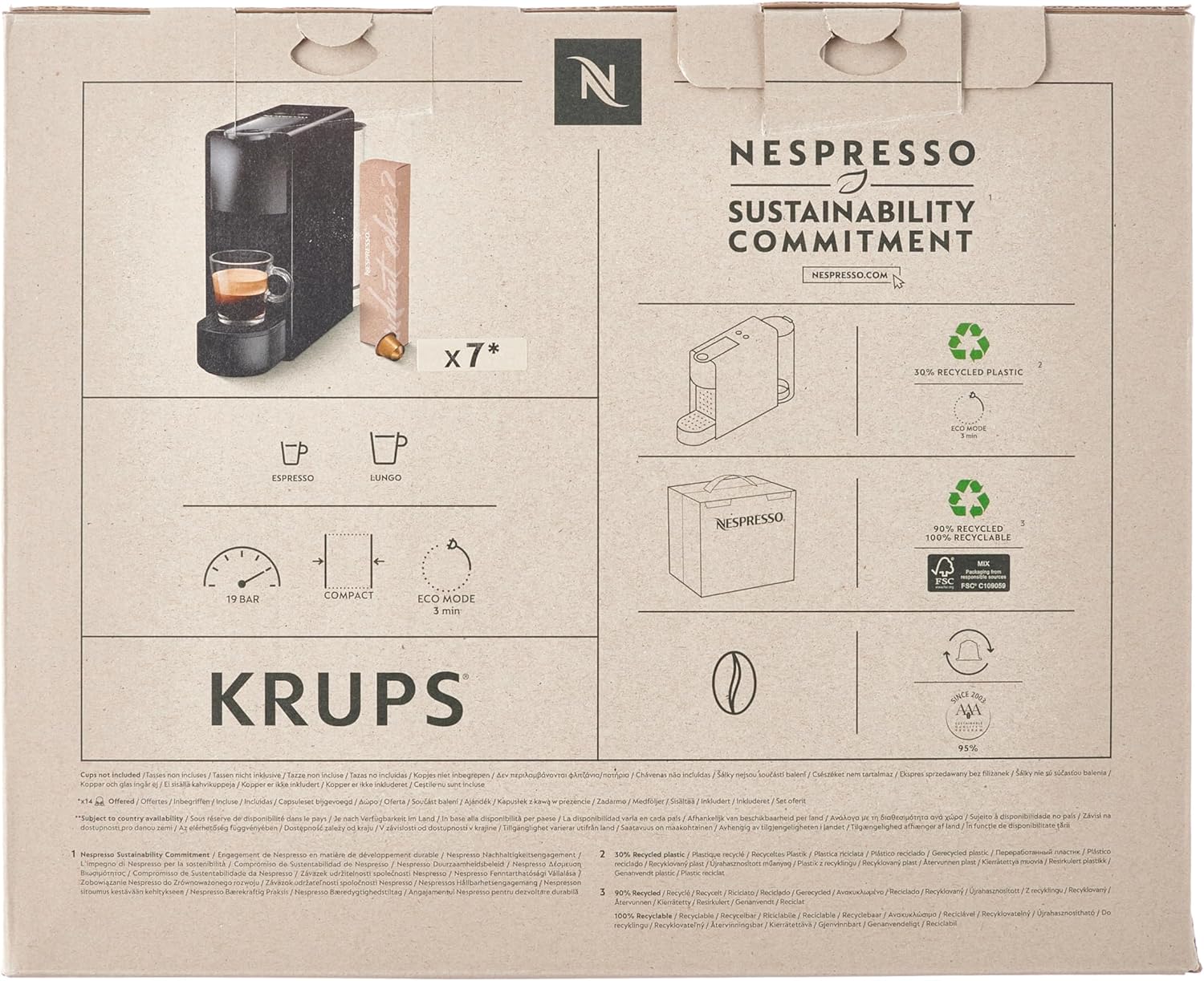 Máy pha cà phê viên nén Nespresso Krups Essenza Mini XN110BRD