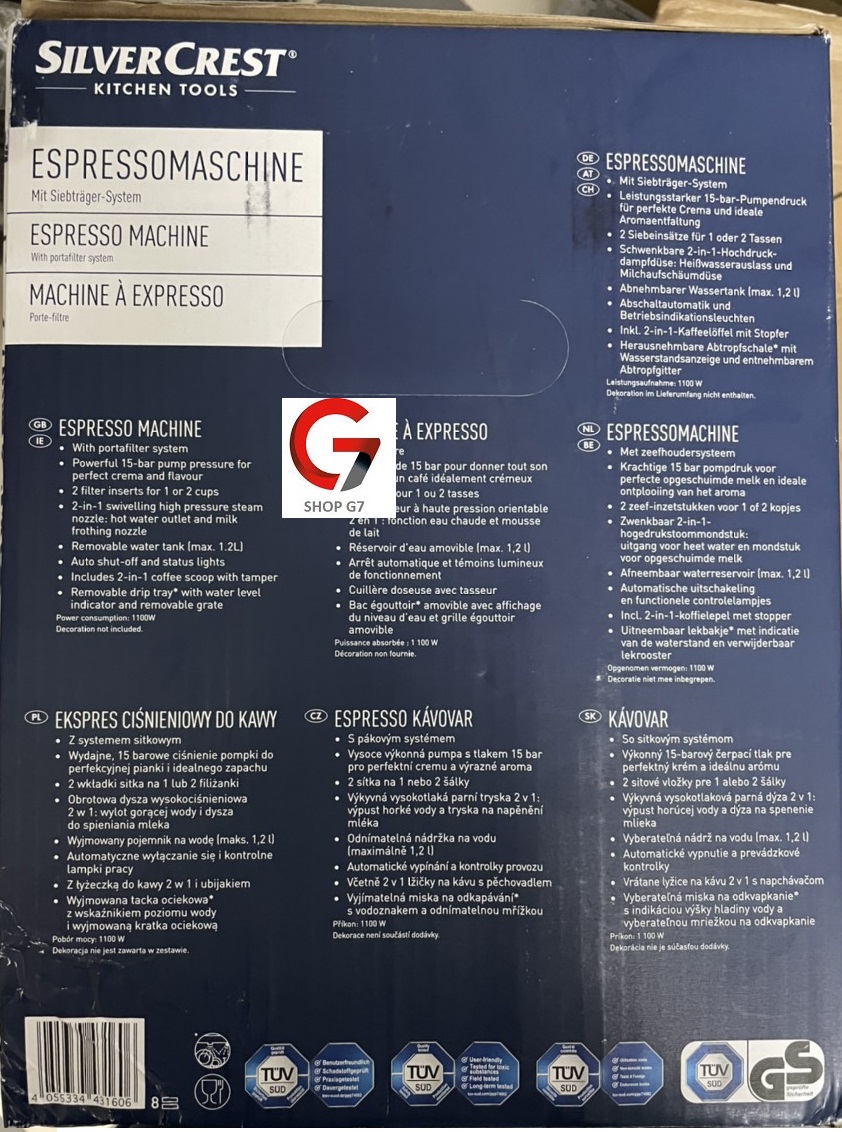 Máy pha Cà phê Espresso SILVERCREST - SEMS 1100 B2