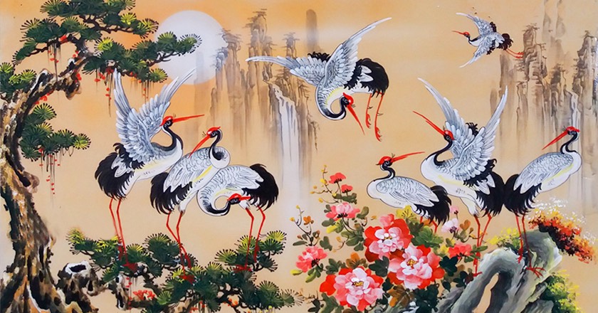 Ý NGHĨA KHĂN LỤA TƠ TẰM VẼ TRÚC HẠC LÀ GÌ ?