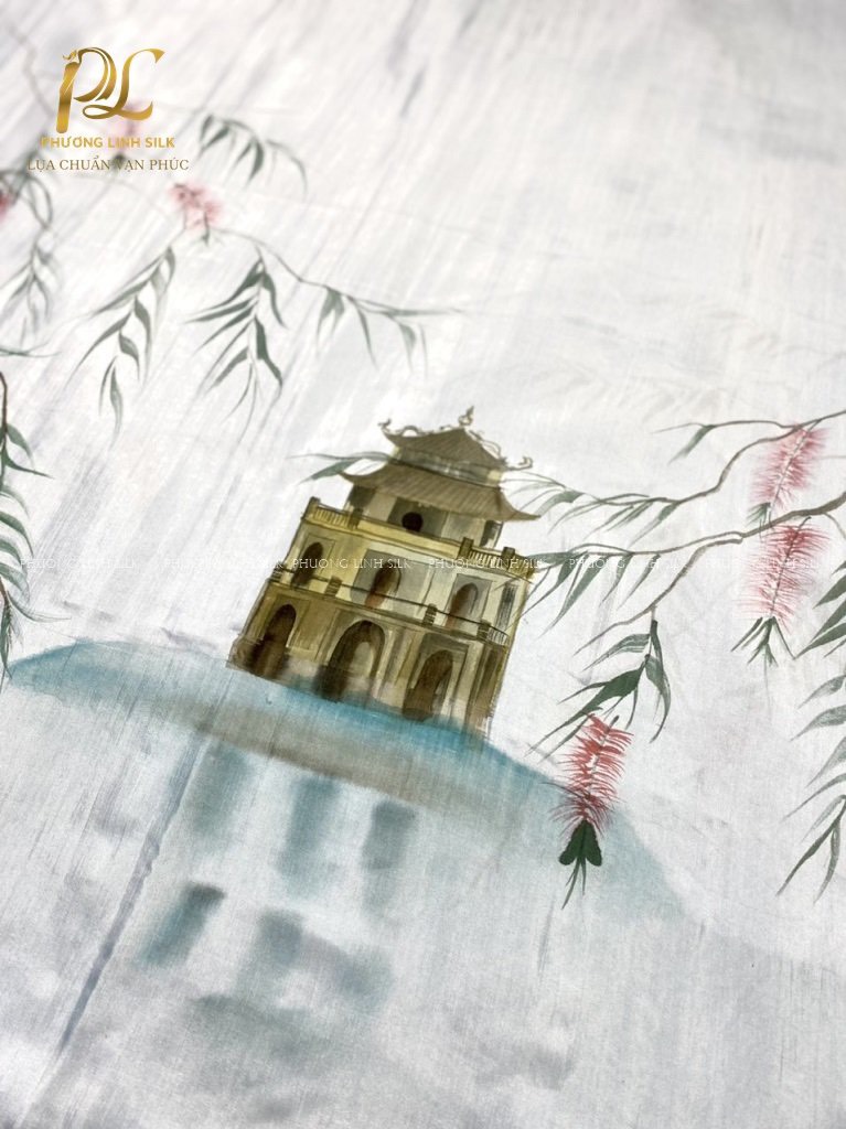 KHĂN LỤA VẼ MÀU NƯỚC NGHỆ THUẬT ĐỘC BẢN 100% TƠ TẰM HỒ GƯƠM