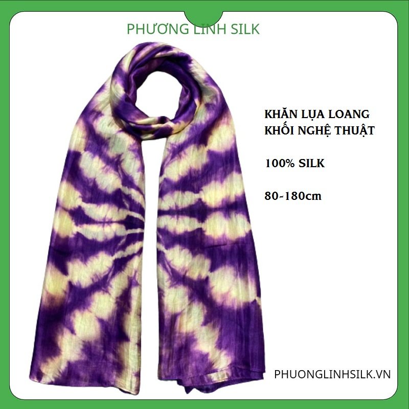 KHĂN LỤA NHẸ 100% TƠ TẰM LOANG KHỐI