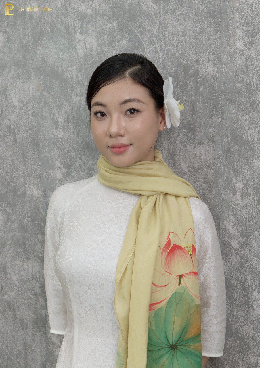 KHĂN LỤA HÀ ĐÔNG VẼ TAY NGHỆ THUẬT HOA SEN QUỐC - CHÙA MỘT CỘT CAO CẤP