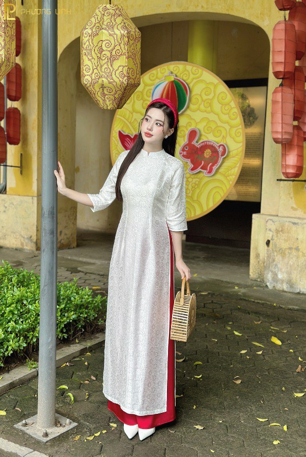 ÁO DÀI LỤA TƠ TẰM HÀ ĐÔNG TRUYỀN THỐNG BẠCH DƯƠNG