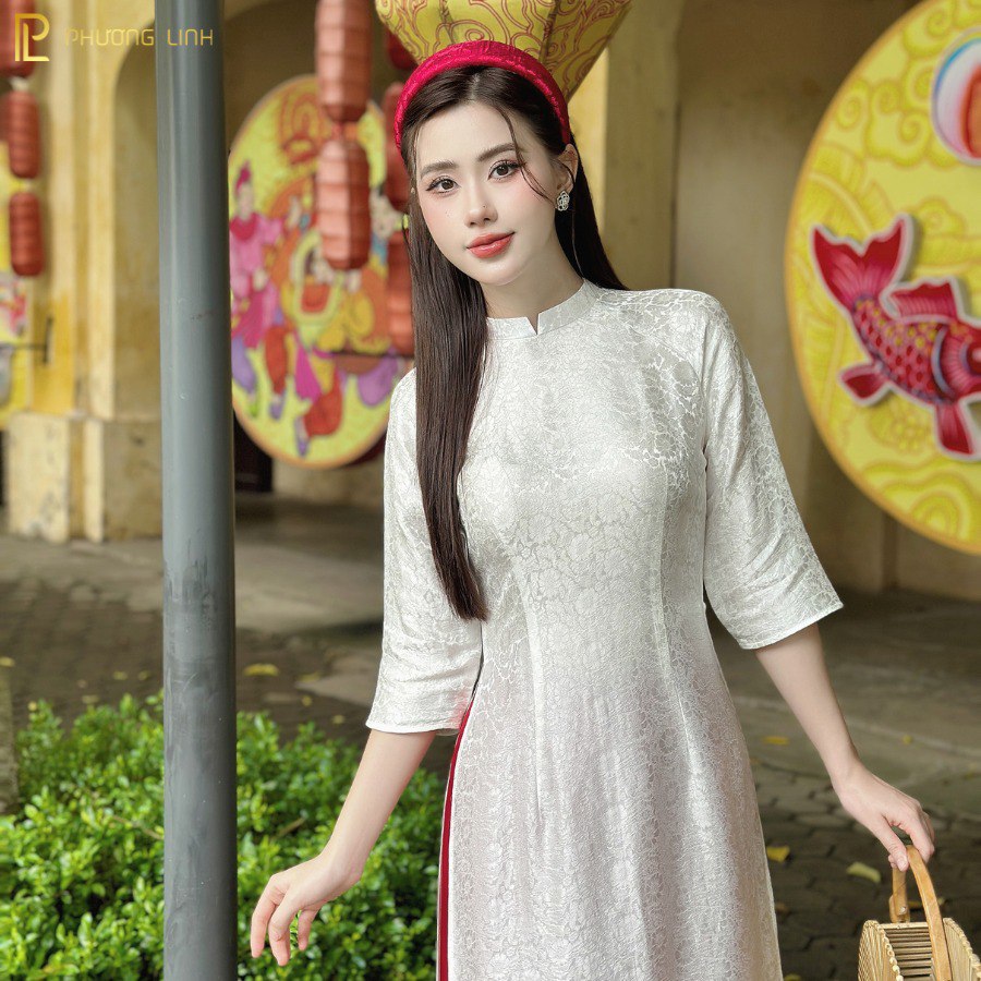 ÁO DÀI LỤA TƠ TẰM HÀ ĐÔNG TRUYỀN THỐNG BẠCH DƯƠNG