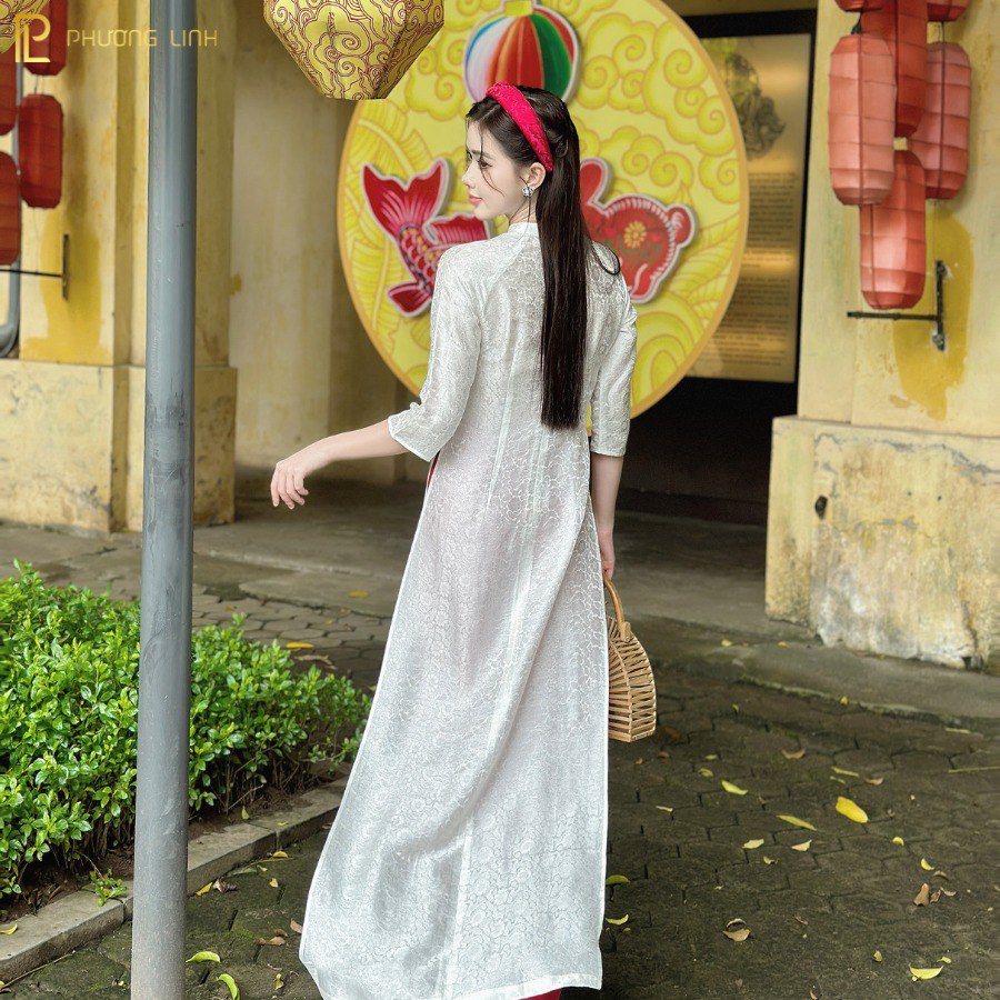 ÁO DÀI LỤA TƠ TẰM HÀ ĐÔNG TRUYỀN THỐNG BẠCH DƯƠNG