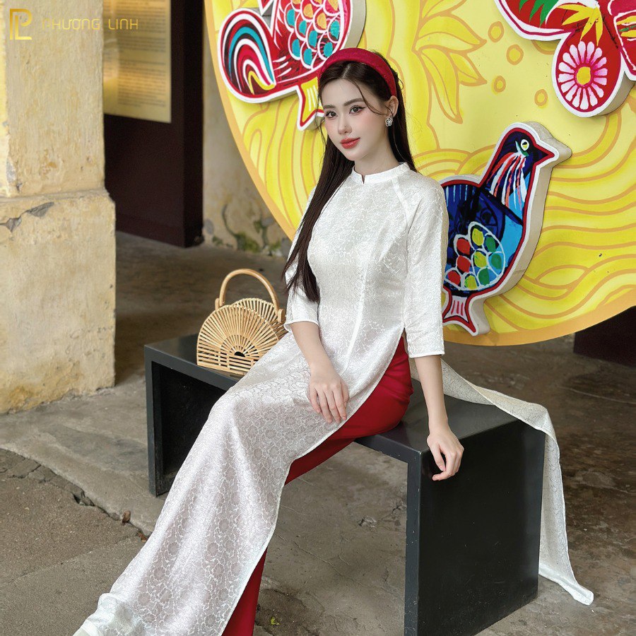 ÁO DÀI LỤA TƠ TẰM HÀ ĐÔNG TRUYỀN THỐNG BẠCH DƯƠNG