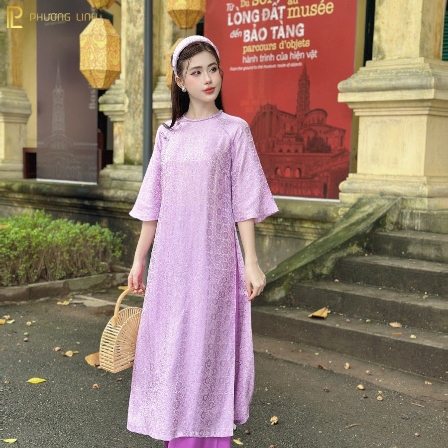 ÁO DÀI LỤA TƠ TẰM HÀ ĐÔNG SUÔNG TÚ CẨM - CỔ TẾT
