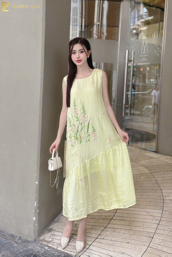 ĐẦM LỤA TƠ TẰM HOA LIÊN