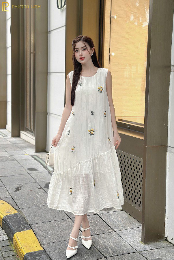 ĐẦM LỤA TƠ TẰM HOA LIÊN