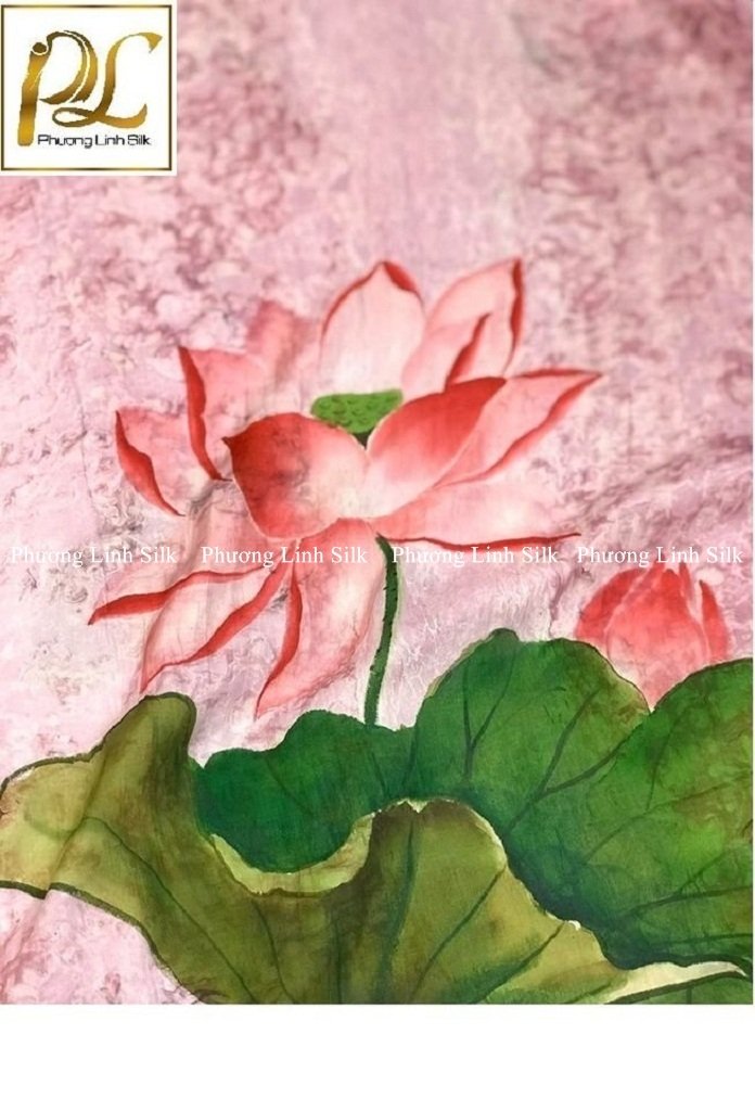 KHĂN LỤA VẼ TAY THỦY ẤN ĐỘC BẢN HOA SEN