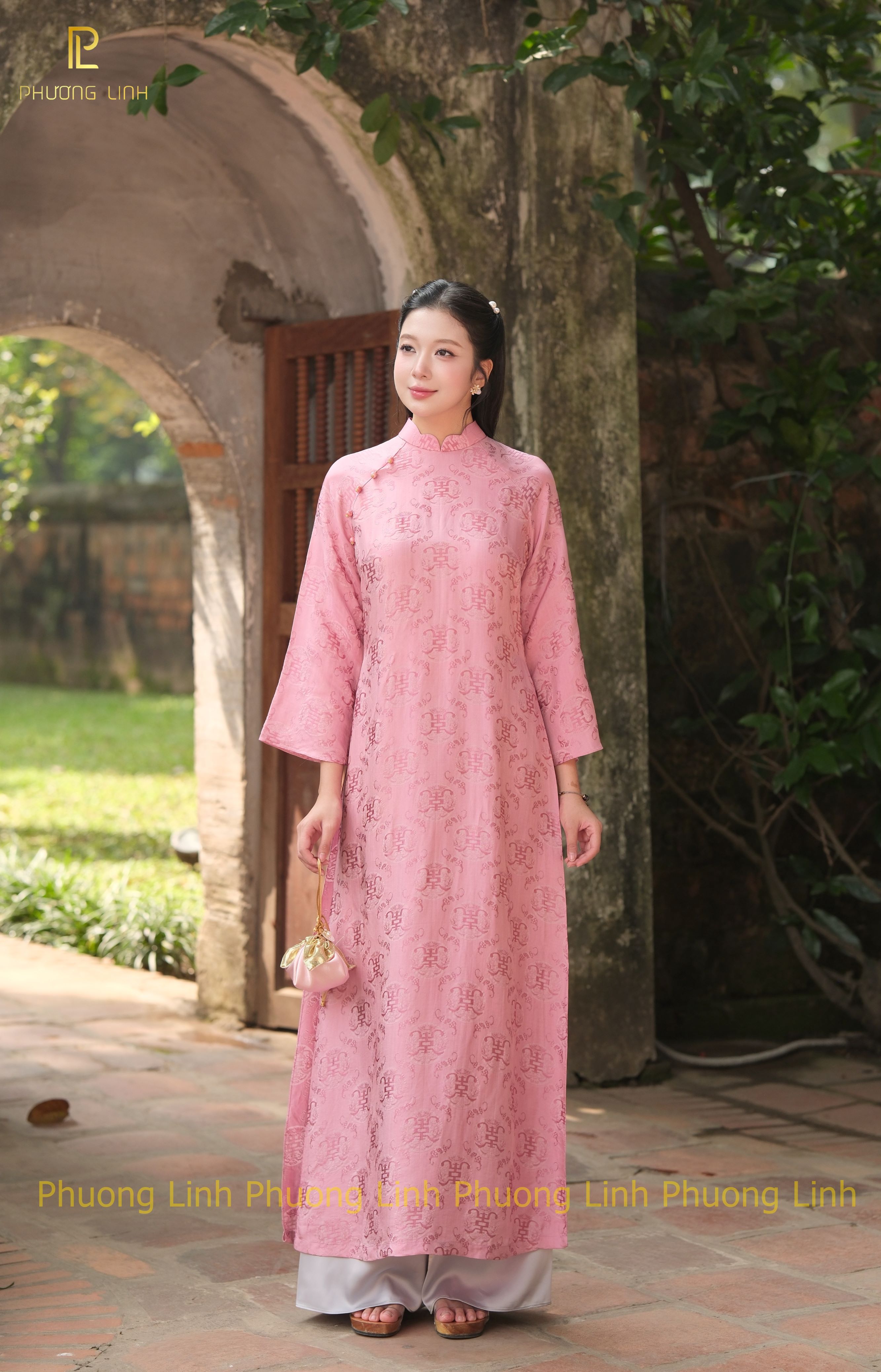 ÁO DÀI LỤA TƠ TẰM HÀ ĐÔNG THANH NHÃ HỒNG