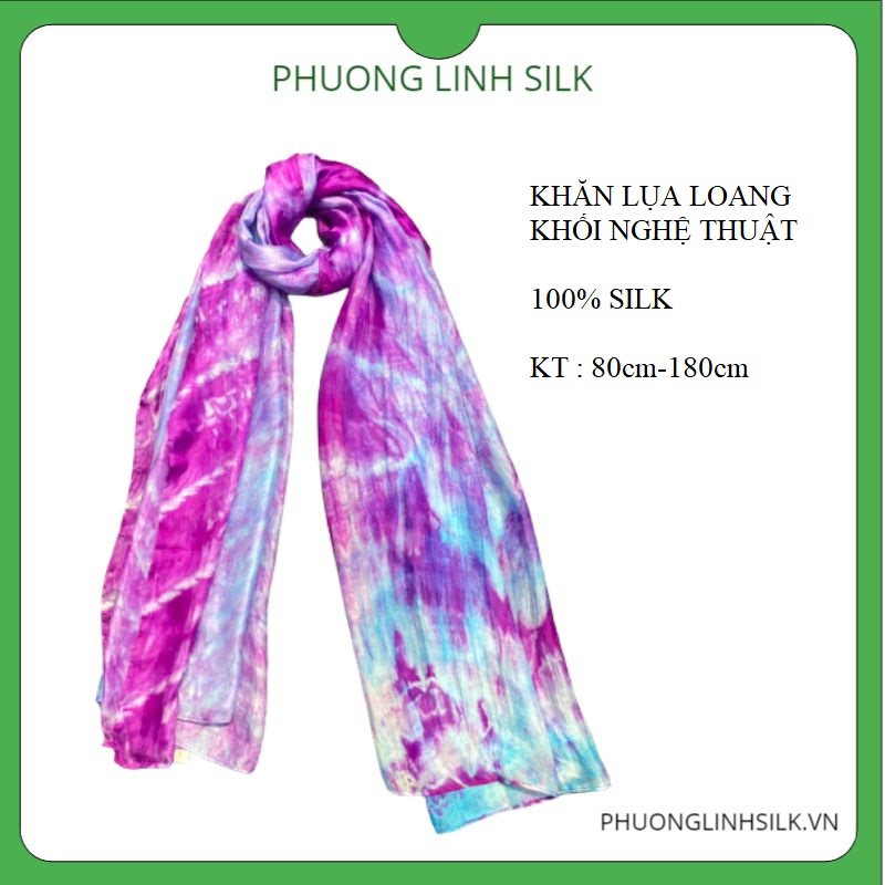 KHĂN LỤA NHẸ 100% TƠ TẰM LOANG KHỐI