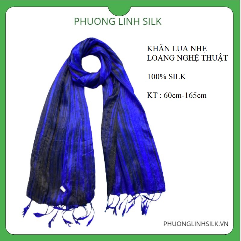 KHĂN LỤA NHẸ LOANG TIA MÀU XANH PHA ĐEN