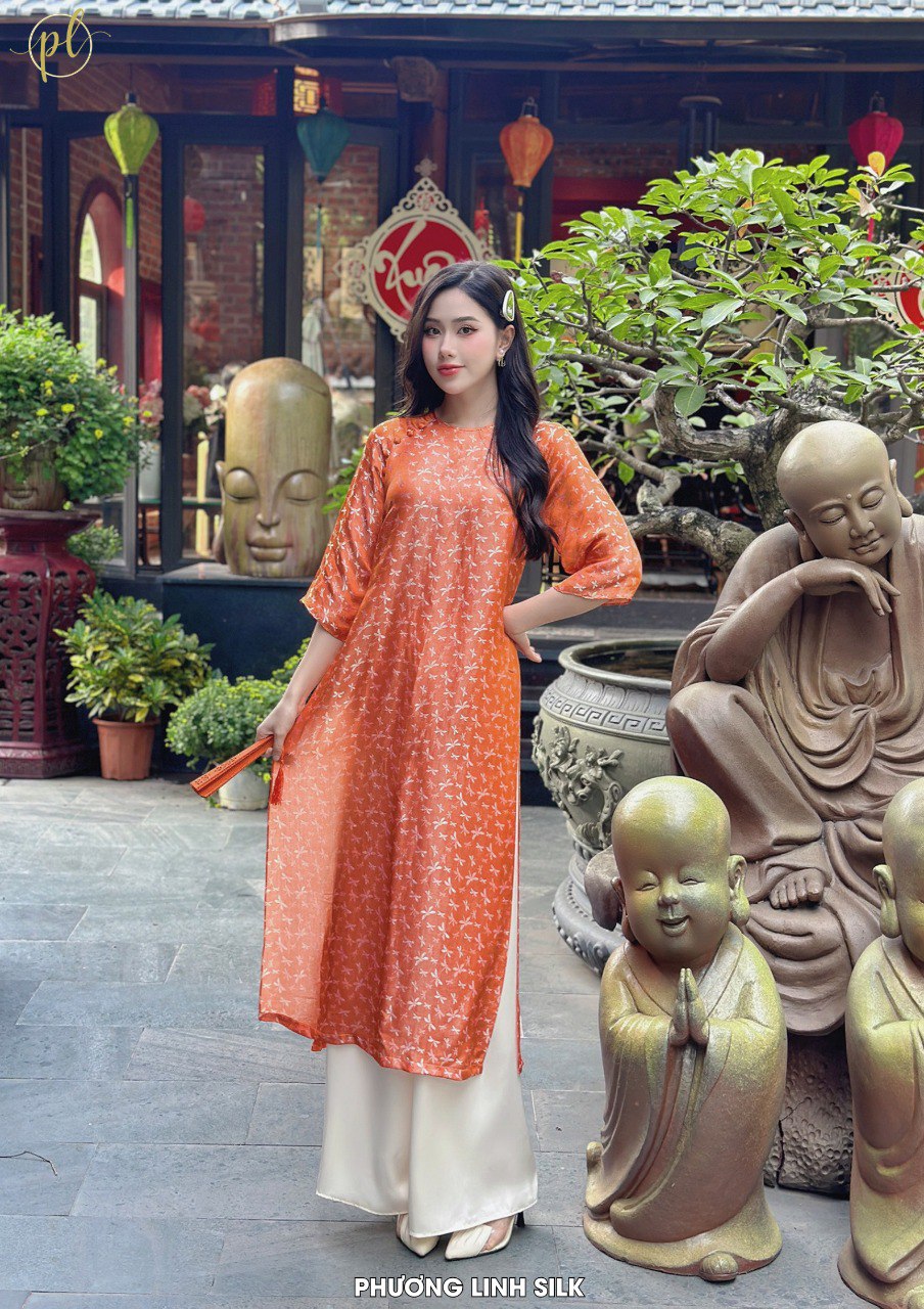 ÁO DÀI SUÔNG XƯA LỤA TƠ TẰM HÀ ĐÔNG MỘNG ĐIỆP