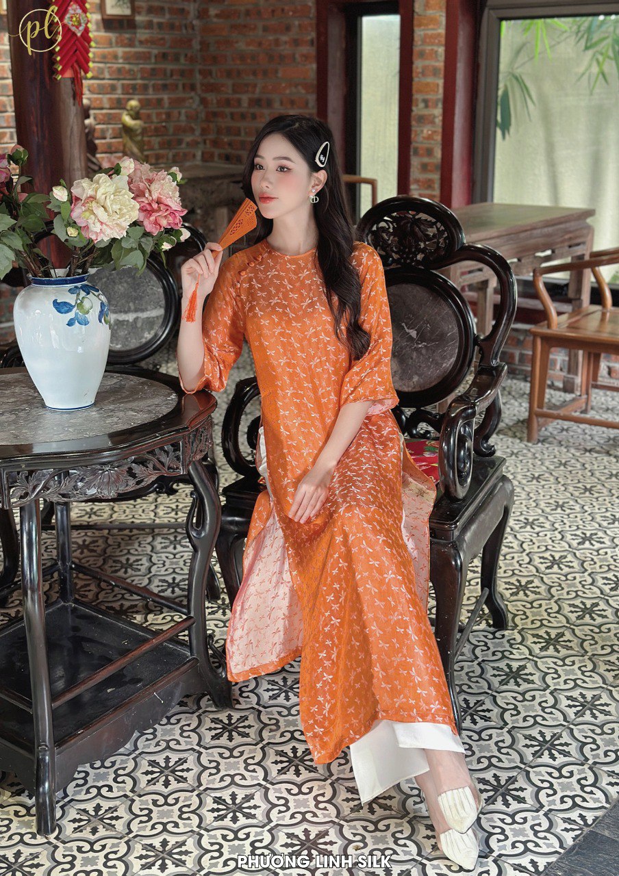 ÁO DÀI SUÔNG XƯA LỤA TƠ TẰM HÀ ĐÔNG MỘNG ĐIỆP