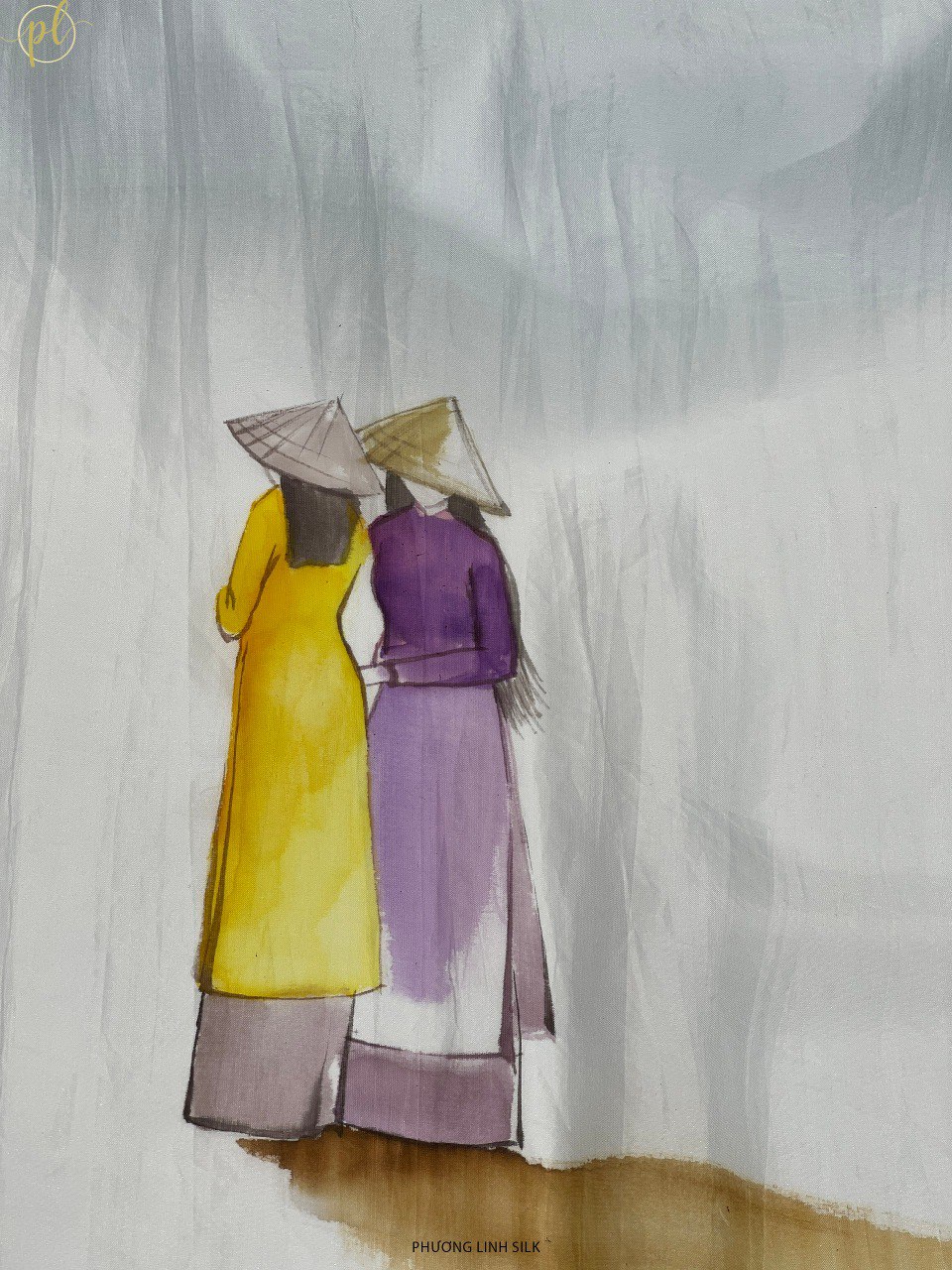 KHĂN LỤA VẼ MÀU NƯỚC NGHỆ THUẬT ĐỘC BẢN 100% TƠ TẰM PHONG CẢNH VIỆT NAM