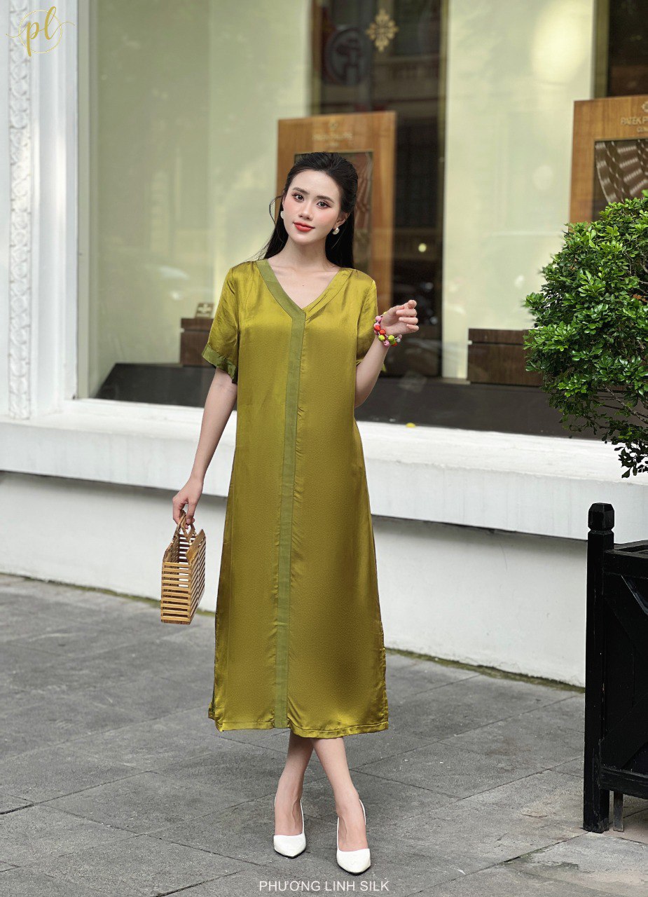 VÁY LỤA TƠ TẰM CAN TRƯỚC