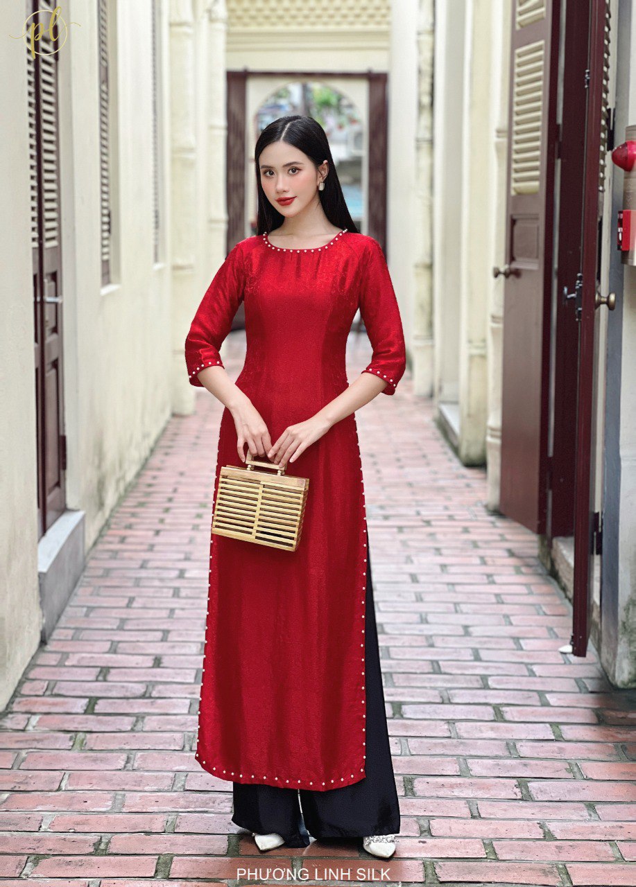 ÁO DÀI LỤA TRUYỀN THỐNG HỎA NGỌC