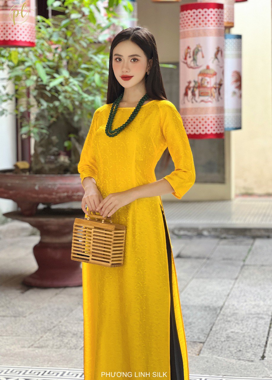 ÁO DÀI LỤA TRUYỀN THỐNG  HOÀNG CÚC
