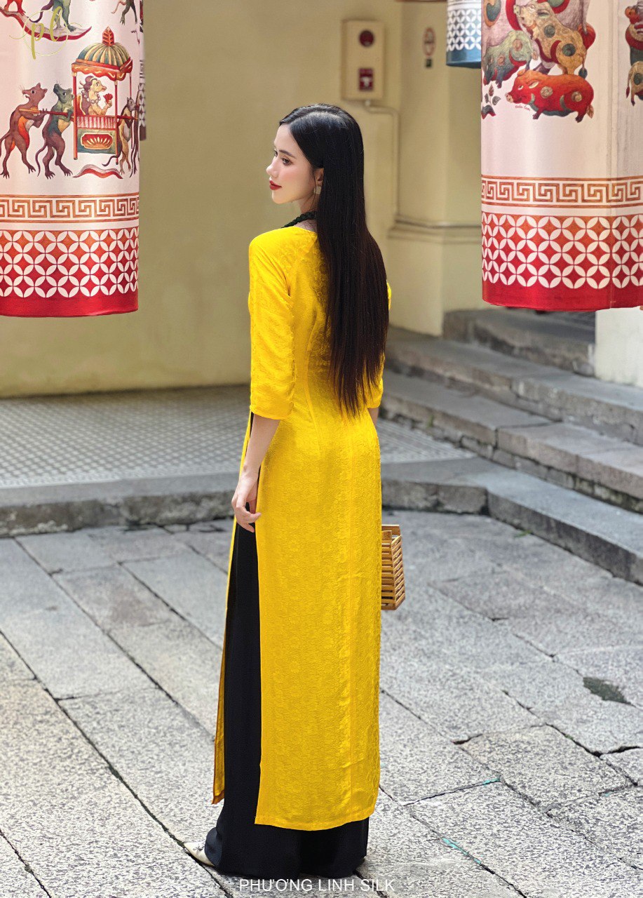 ÁO DÀI LỤA TRUYỀN THỐNG  HOÀNG CÚC