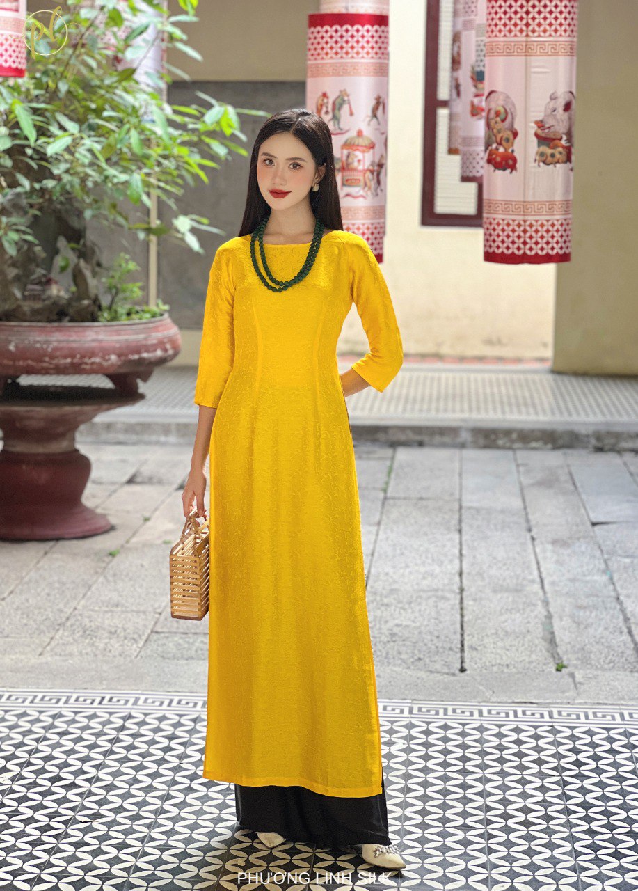 ÁO DÀI LỤA TRUYỀN THỐNG  HOÀNG CÚC