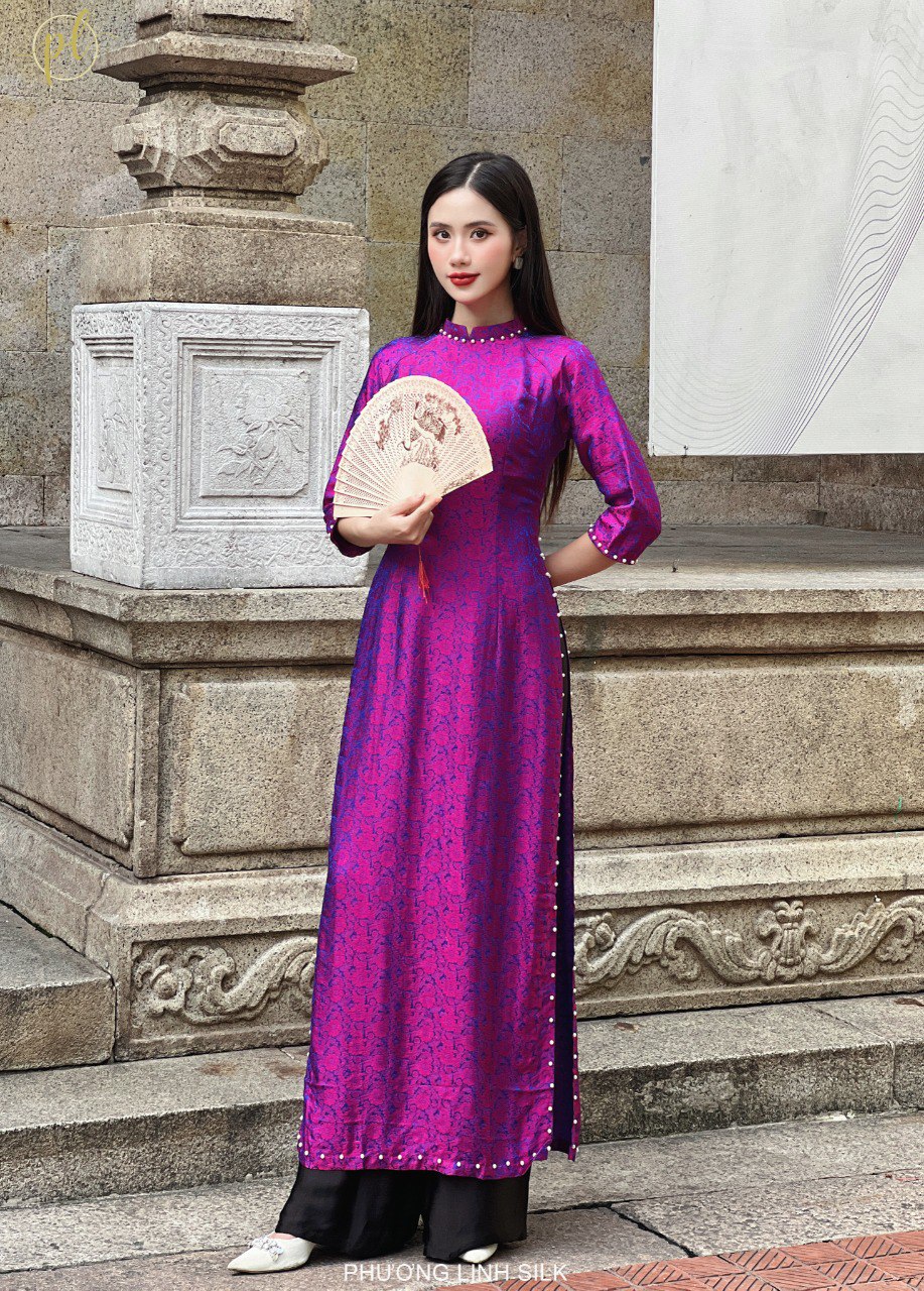 ÁO DÀI LỤA TRUYỀN THỐNG HỒNG THANH