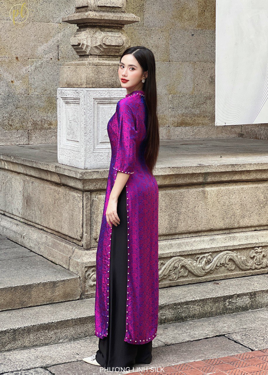 ÁO DÀI LỤA TRUYỀN THỐNG HỒNG THANH