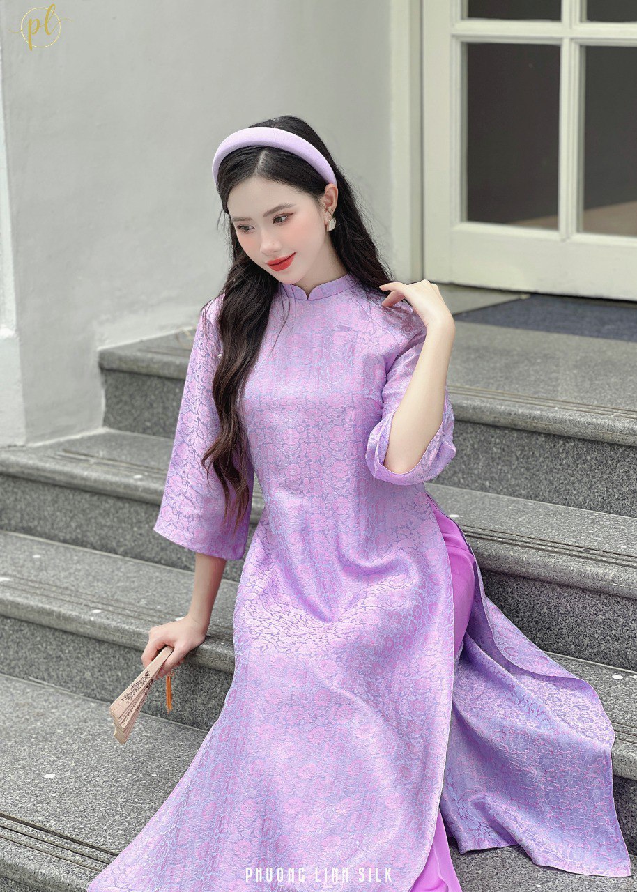 ÁO DÀI SUÔNG XƯA LỤA TƠ TẰM TÚ CẨM